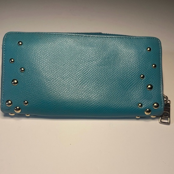 Coach Teal Studded Women's Wallet - Picture 3 of 7